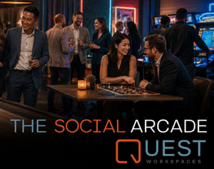 Boca Raton - The Social Arcade- group of professionals celebrating with games and networking