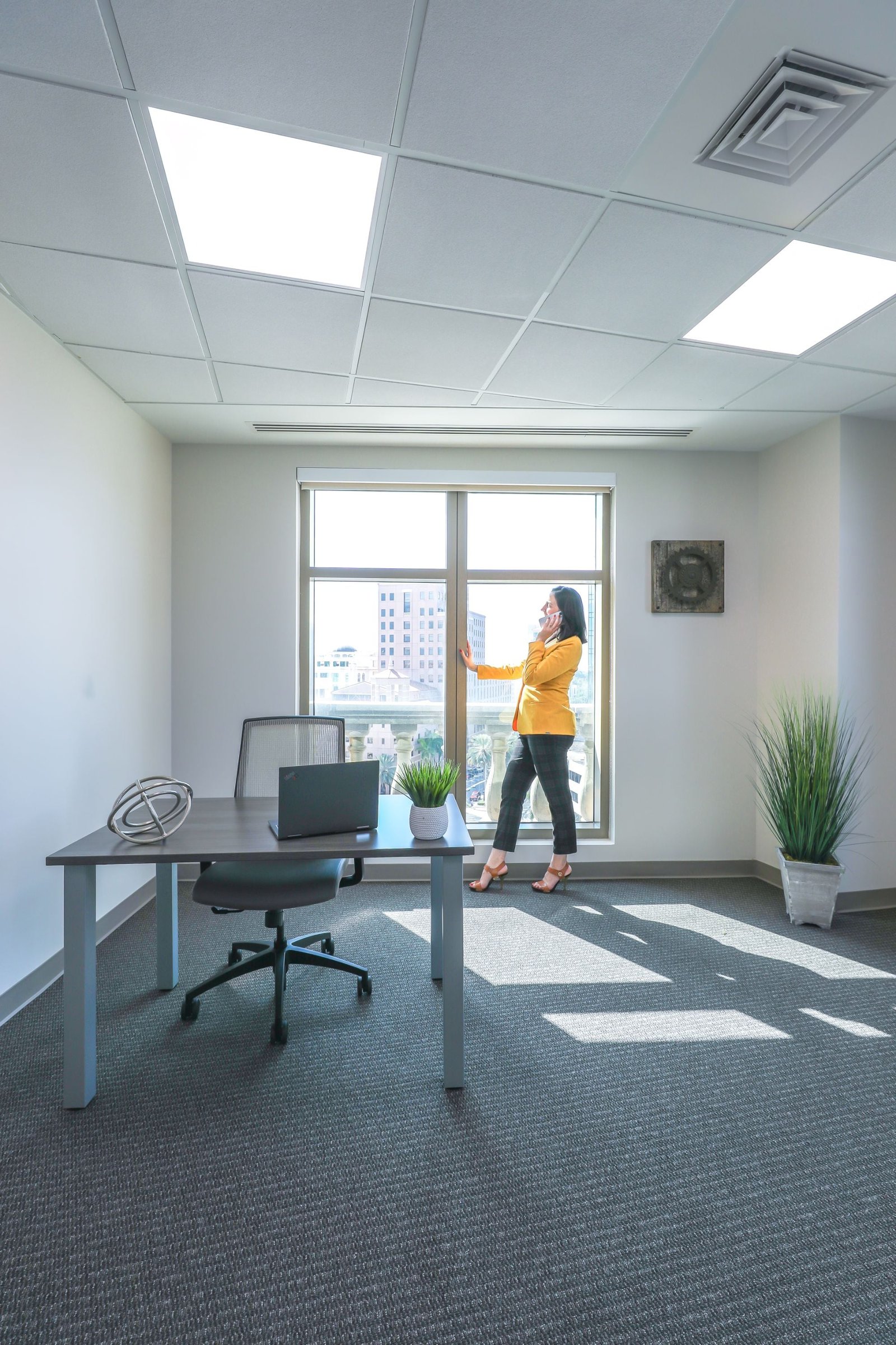 Bright private office with a city view at 121 Alhambra Coral Gables